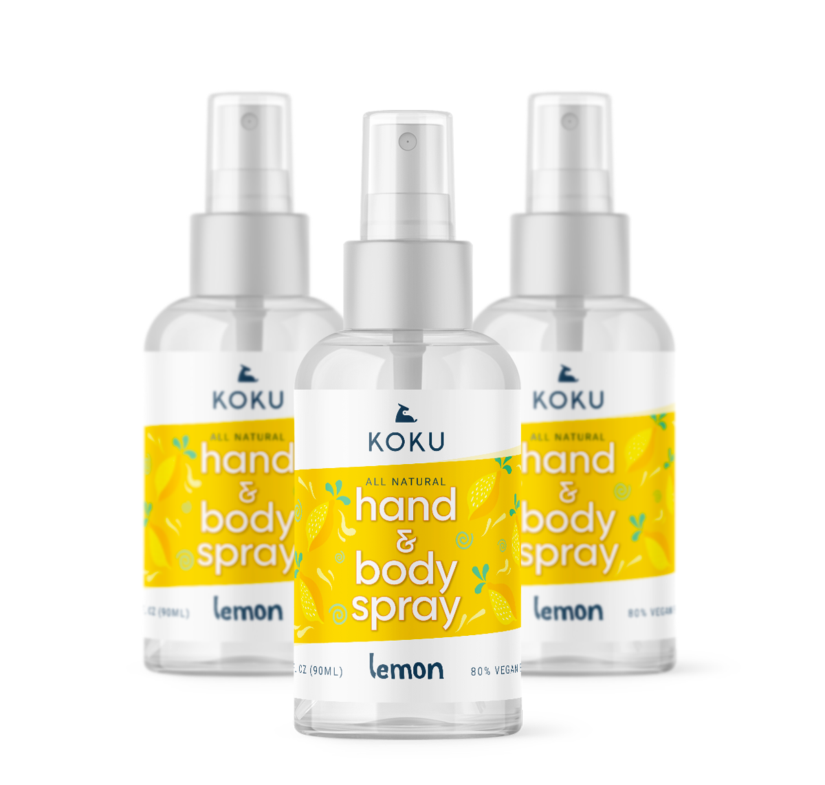 Lemon Set 2 | Koku Pack of 3 Lemon Hand & Body Spray 3x3 fl oz | 3x MINI LEMON PACK