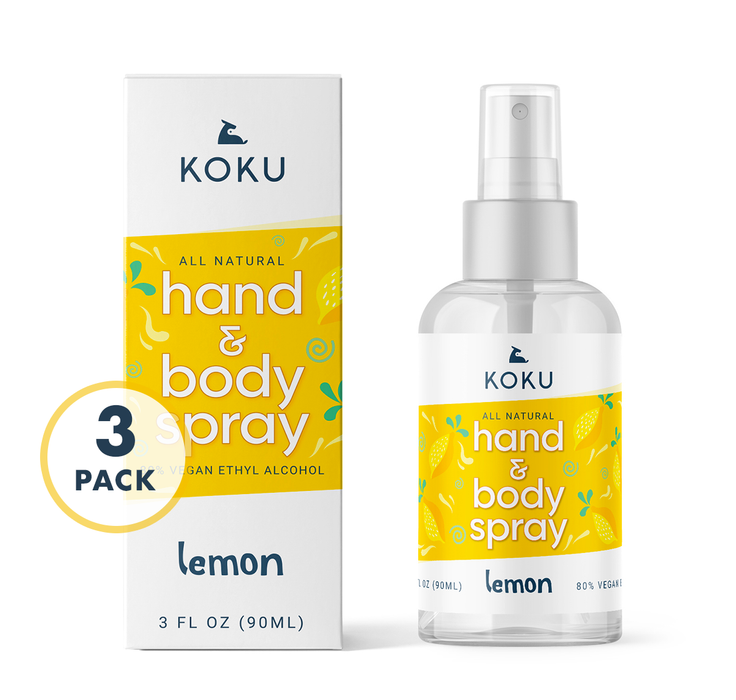 Lemon Set 2 | Koku Pack of 3 Lemon Hand & Body Spray 3x3 fl oz | 3x MINI LEMON PACK