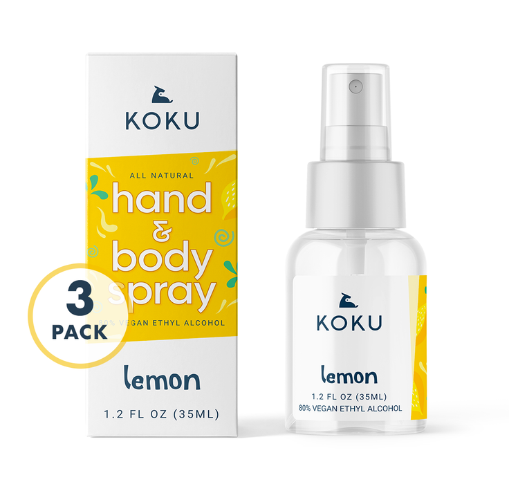 Lemon Set 1 | Koku Pack of 3 Lemon Hand & Body Spray 3x1.2 fl oz | 3x MINI LEMON PACK