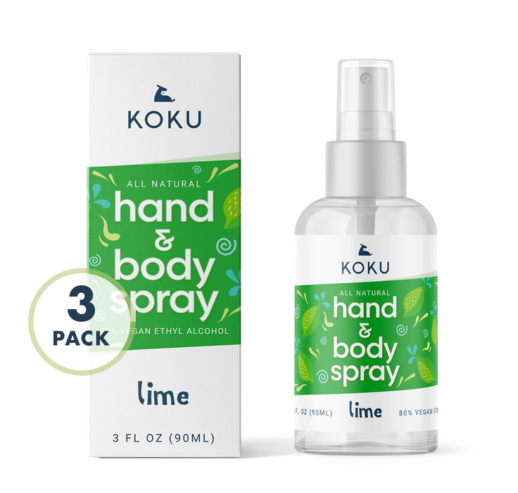 Lime Set 2 | Koku Pack of 3 Lime Hand & Body Spray 3x3 fl oz | 3x MINI LIME PACK